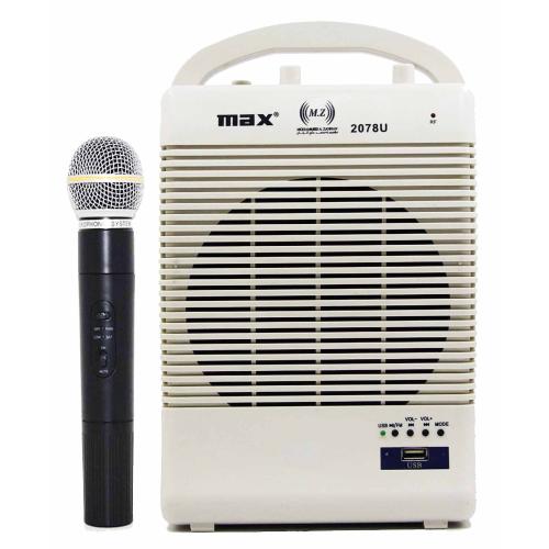 MAX 2078U 1MIC سماعة ماكس مع بلوتوث و شحن و لاقط لاسلكي يدوي صغيرة الحجم خفيفة الوزن مناسبة للغرف و والتعليم 